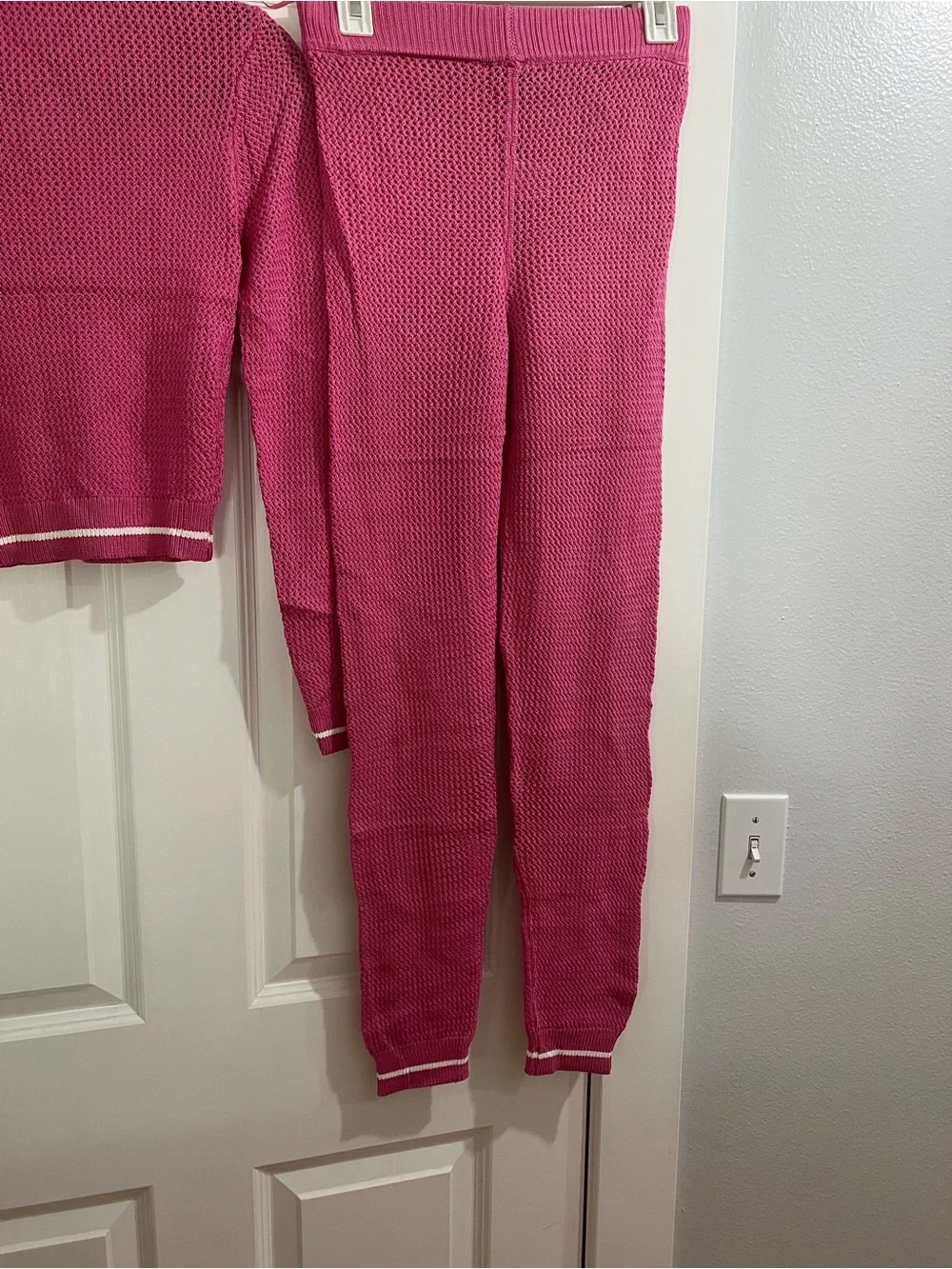 36point5 Pink Knit Matching Set Polo Sweater Top Jogger Pants 2 Piece Set